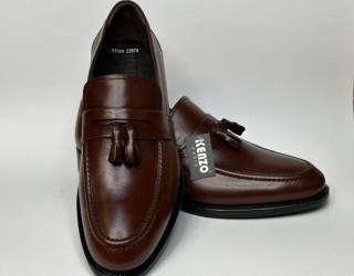 کفش چرم طبیعی کالج مردانه مدل بی بند منگوله دار