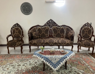 مبل 9 نفره فرحی چوب گردو 