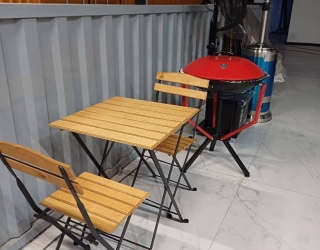 میز و صندلی تاشو چوب و فلز مدل تاشو پیچک