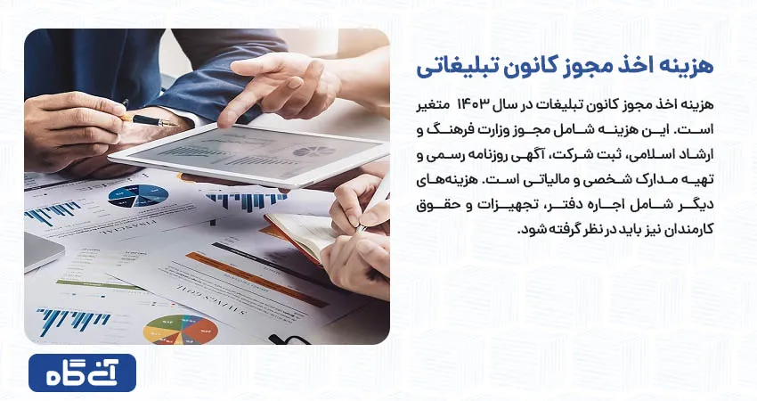  هزینه اخذ مجوز کانون تبلیغاتی