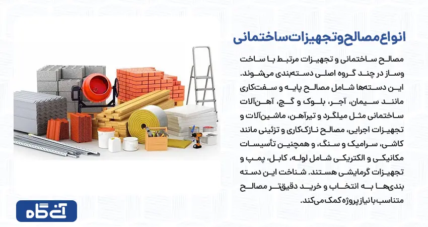 انواع مصالح و تجهیزات ساختمانی